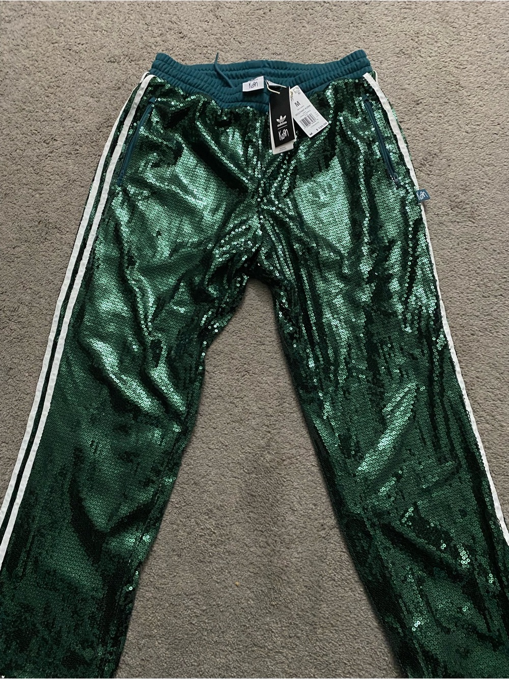 Korn x Adidas Green Sequin Track Pants ORIGINAL NEW WITH TAGS SIZE MEDIUM